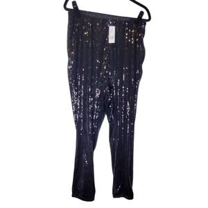 NEW New York Co XL Black Sequin Jogger Pant Glam Concert Sparkle Party Concert